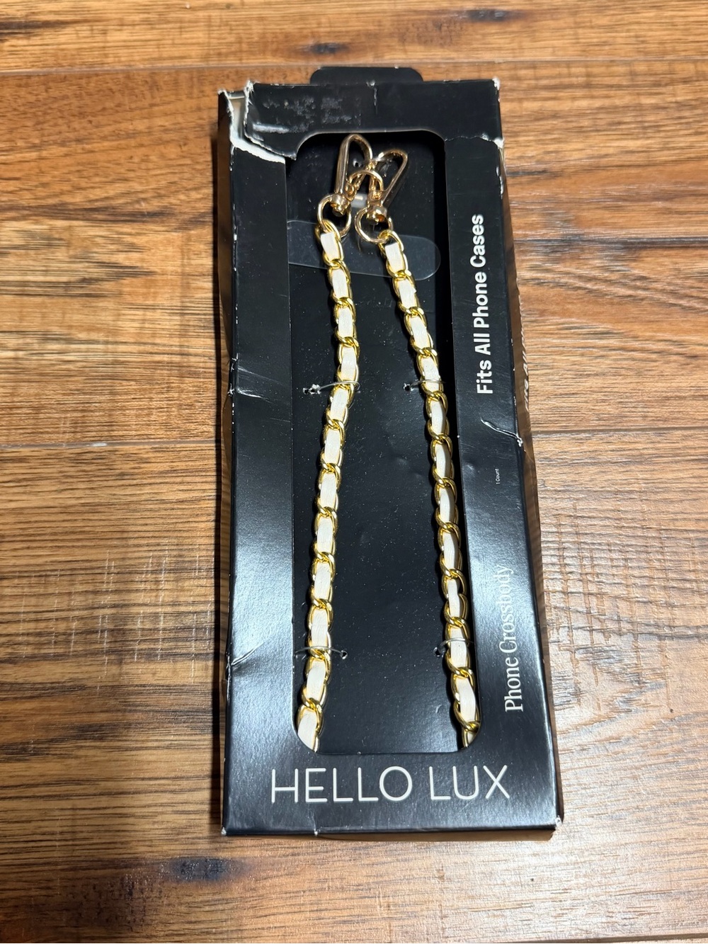 Gold and White Phone Chain Strap